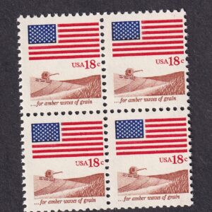 Scott #1890 Flag over Amber Grain Fields Block of 4 Stamps - MNH