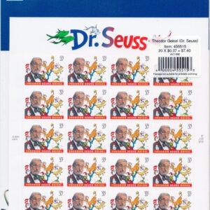 Scott #3835 Dr. Seuss (Cat In The Hat) Sheet of 20 Stamps - Sealed Blue