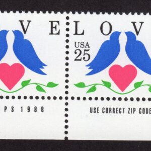 Scott #2440 Love Birds Zip Code Pair of Stamps - MNH