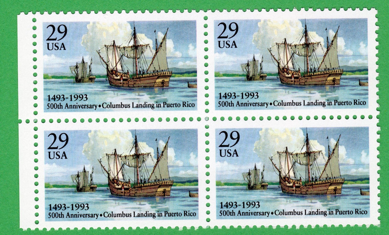 Scott #2805 Columbus Landing Puerto Rico Block of 4 Stamps - MNH