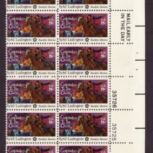 Scott #1559 Sybil Ludington Contributors Plate Block of 20 Stamps - MNH LR