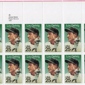 Scott #2417 Lou Gehrig (New York Yankees) 25¢ Plate/Zip Block of 20 Stamps - MNH