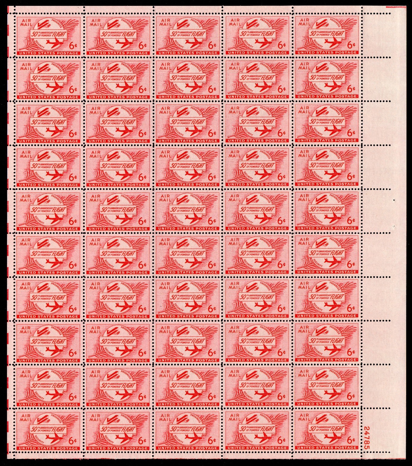 Scott #c47 5oth Anniversary of Powered Flight Sheet of 50 Stamps MNH P#24785 LR