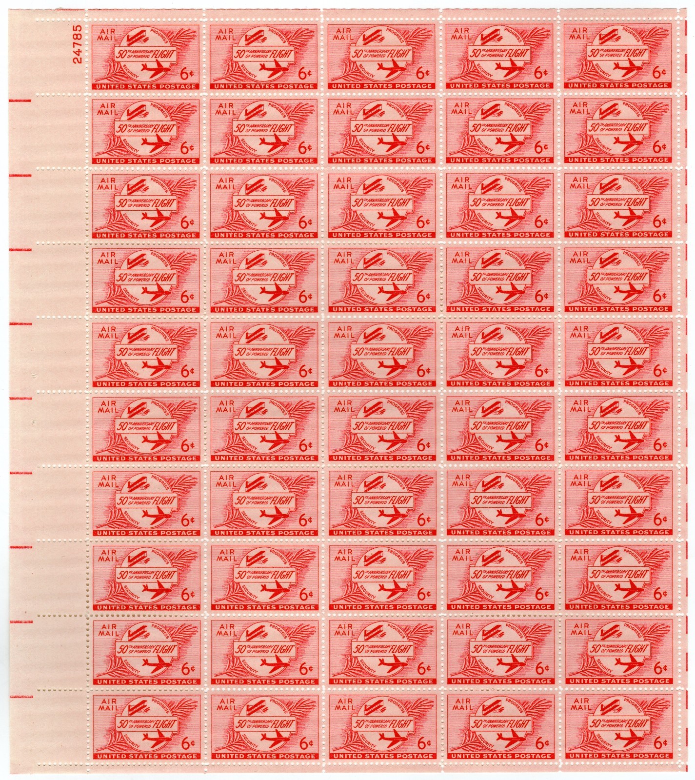 Scott #c47 5oth Anniversary of Powered Flight Sheet of 50 Stamps MNH P#24785 UL