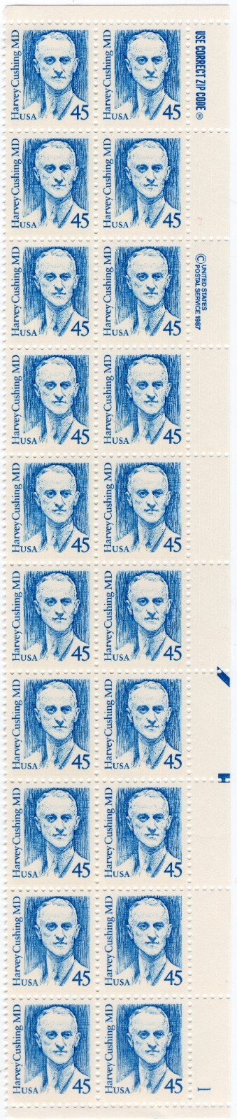 Scott #2188 Harvey Cushing, MD Plate/Zip Block of 20 Stamps - MNH P#1 LR