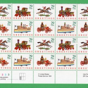 Scott #2714a Christmas Toy Engines Plate Block of 20 Stamps - MNH P#P33333 LL