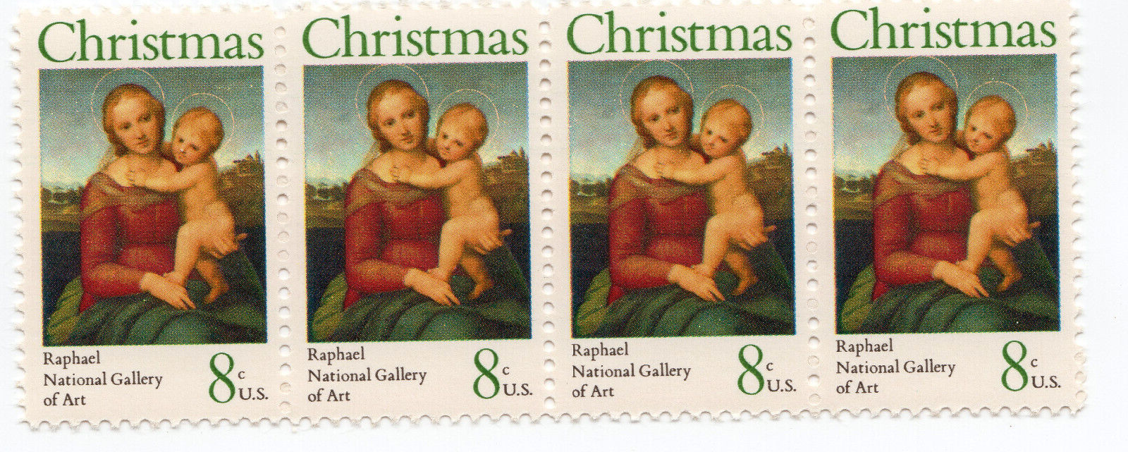 Scott #1507 Madonna (Raphael) Strip of 4 Stamps - MNH