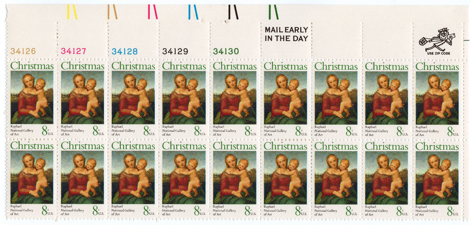 Scott #1507 Madonna (Raphael) Zip Block of 18 Stamps - MNH