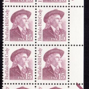 Scott #2177b Buffalo Bill Cody Plate Block of 20 Stamps - MNH P#1 LR #2