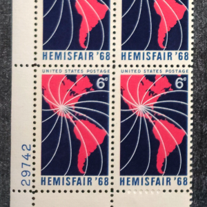 Scott #1340 Hemisfair Plate Block of 4 Stamps - MNH