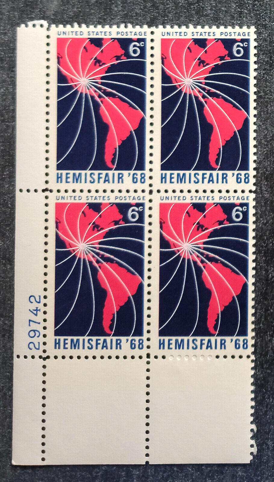 Scott #1340 Hemisfair Plate Block of 4 Stamps - MNH