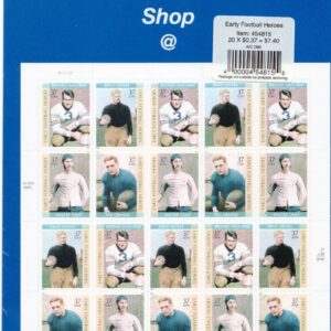 Scott #3811a (3808-3811) Early Football Heroes Full Sheet of 20 Stamps - Sealed