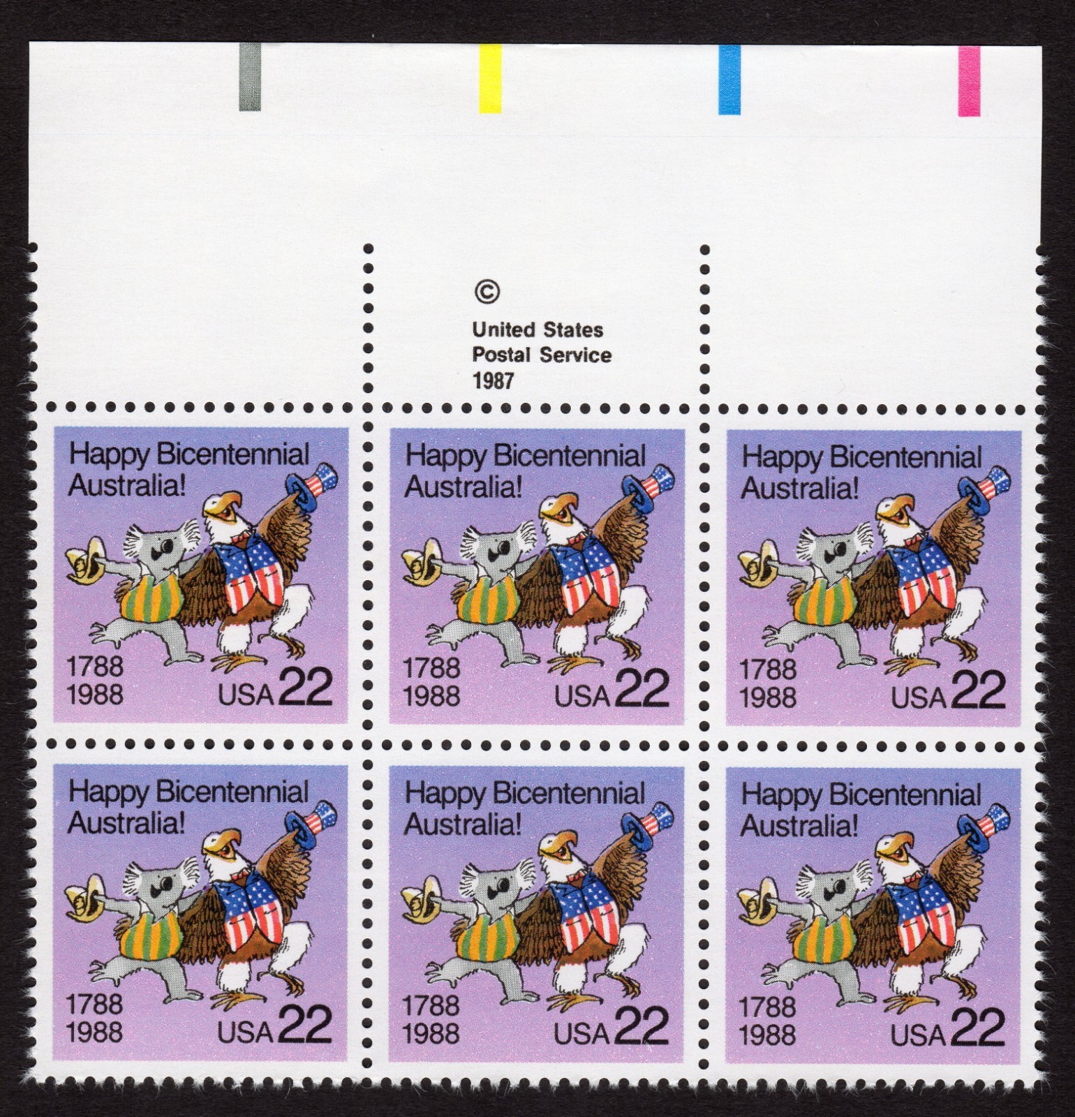 Scott #2370 Happy Bicentennial Australia Block of 6 Stamps - MNH