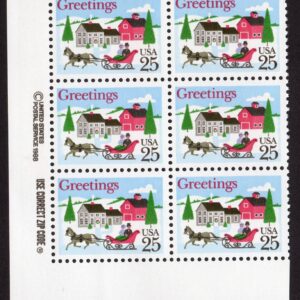 Scott #2400 Christmas Sleigh in Winter Scene Zip Block of 6 Stamps - MNH