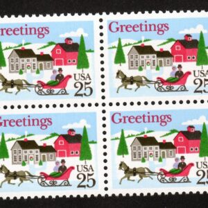 Scott #2400 Christmas Sleigh in Winter Scene Block of 4 Stamps - MNH