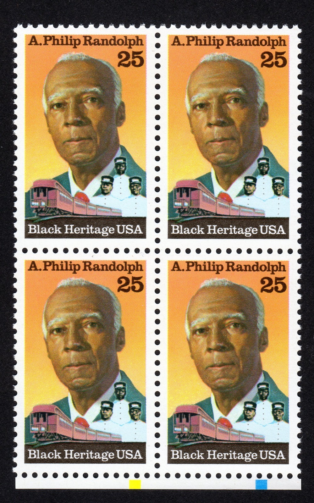 Scott #2402 A. Philip Randolph 25¢ Block of 4 Stamps - MNH