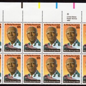 Scott #2402 A. Philip Randolph 25¢ Plate Block of 20 Stamps - MNH UL PC#5