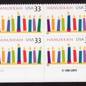 Scott #3352 Hanukkah Plate Block of 4 Stamps - MNH LL