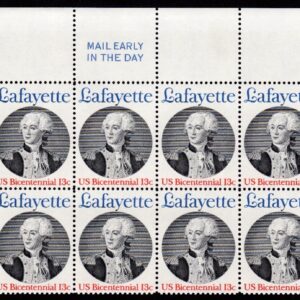 Scott #1716 General Lafayette Plate Block of 16 Stamps - MNH P#37954 UL