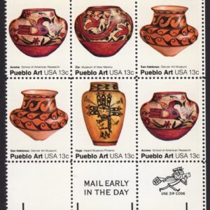 Scott #1709a (1706-09) Pueblo Art 13¢ Zip Block of 6 Stamps - MNH LR