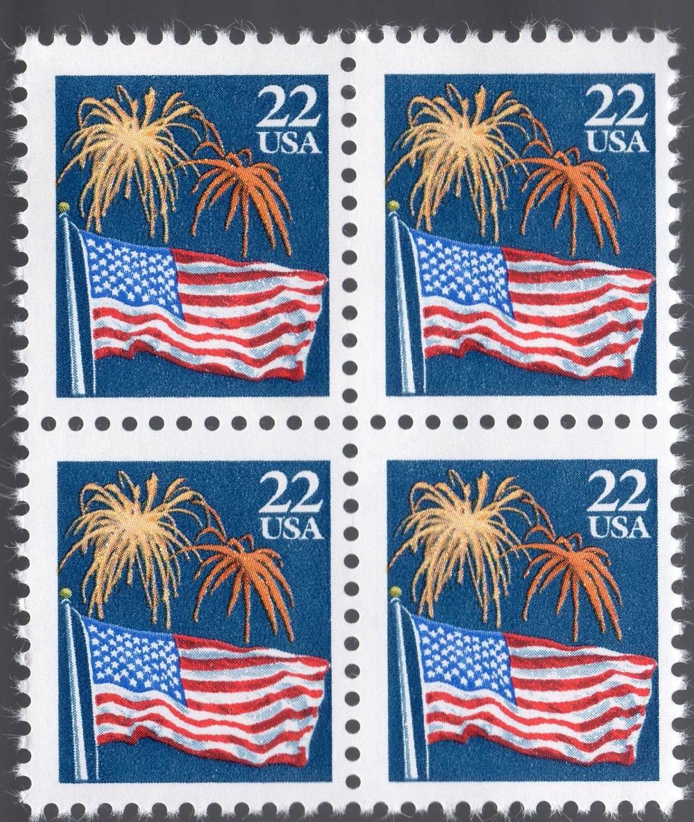 Scott #2276 Flag & Fireworks Block of 4 Stamps - MNH