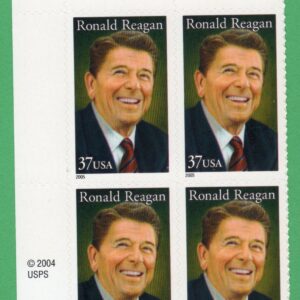Scottt #3897 Ronald Reagan Plate Block of 4 Stamps - MNH UL