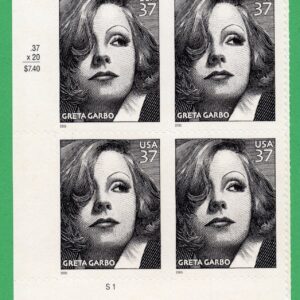 Scott #3943 Greta Garbo Plate Block of 4 Stamps - MNH LL