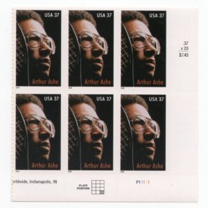Scott #3936 Arthur Ashe Black Heritage Plate Block of 6 Stamps - MNH LR
