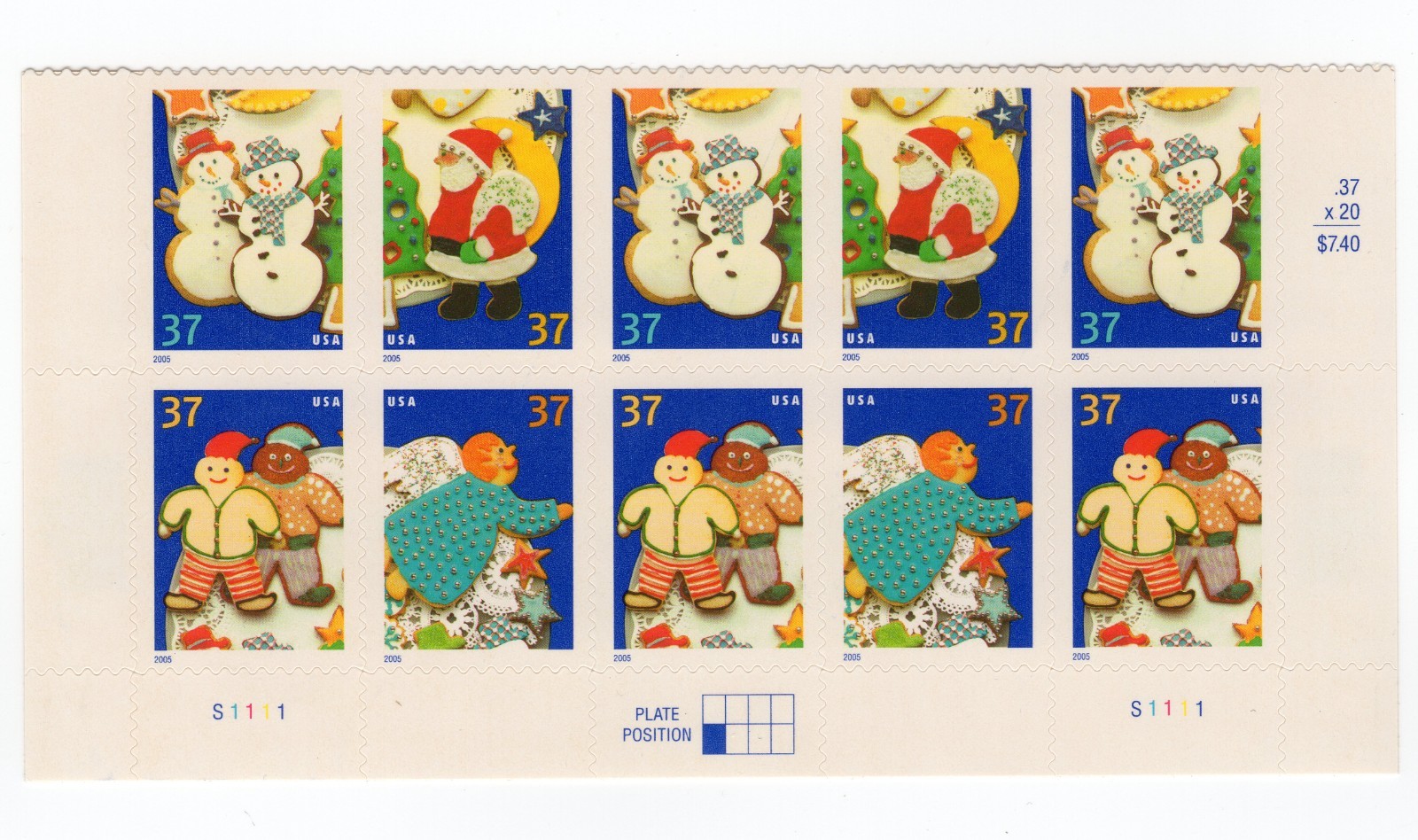 Scott #3952a (3949-52) Gingerbread Cookies Plate Block of 10 Stamps - MNH Bottom