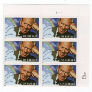 Scott #3905 Yip Harburg (Wizard of Oz) Plate Block of 6 Stamps - MNH UR