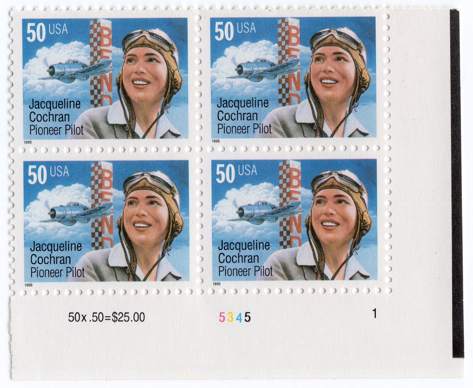 Scott #3066 Jacqueline Cochran Plate Block of 4 Stamps- MNH