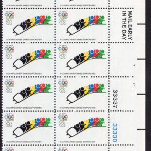 Scott #1461 Olympic Bobsledding Plate Block of 20 Stamps - MNH LR