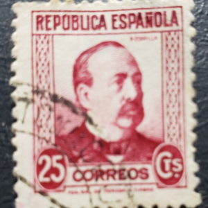 Stamp Europe Spain 1934 set of 2 Manual Ruiz-Zorrilla & Blasco Ibanez