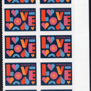 Scott #5543 Love Blocks Plate Block of 10 Forever Stamps - MNH Right