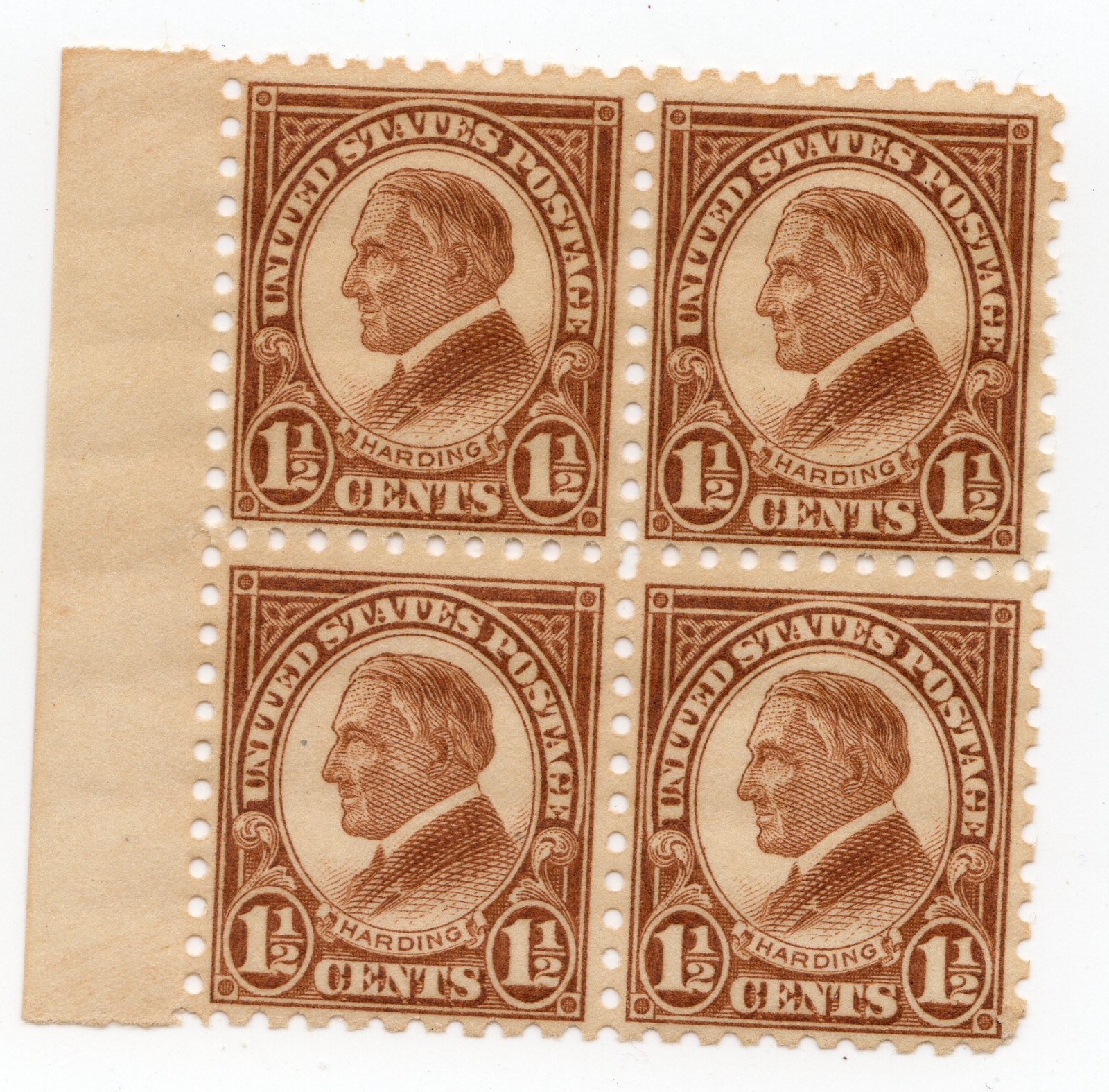 Scott #582 Warren Harding Block of 4 Stamps - MNH