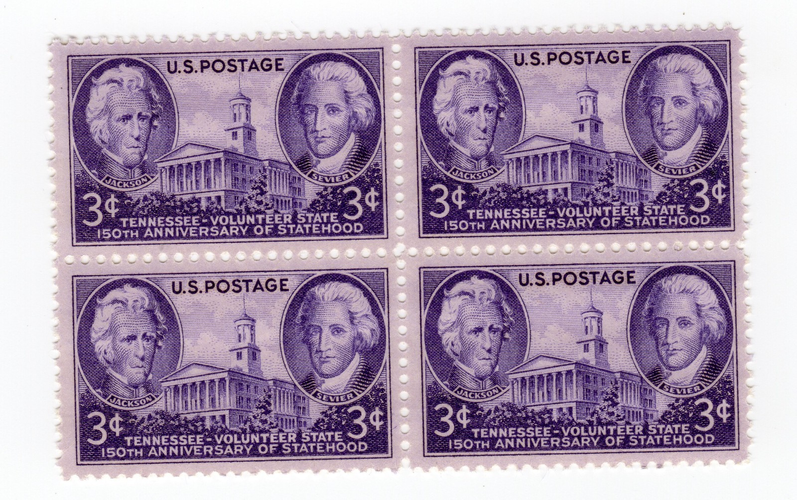 Scott #941 Tennessee Jackson Sevier Block of 4 Stamps - MNH no selvage