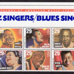 Scott #2861a (2854-61) Jazz and Blues Singers Title Block of 10 Stamps - MNH