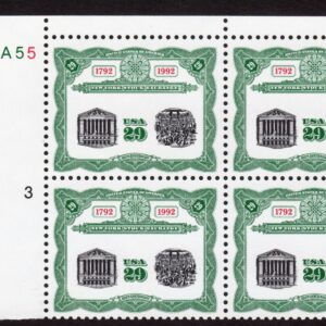 Scott #2630 New York Stock Exchange Plate Block of 4 Stamps - MNH P#A55-3 UL