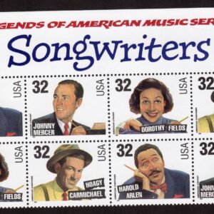 Scott #3103a (3100-3103) Songwriters - 32¢ Title Plate Block of 8 Stamps - MNH