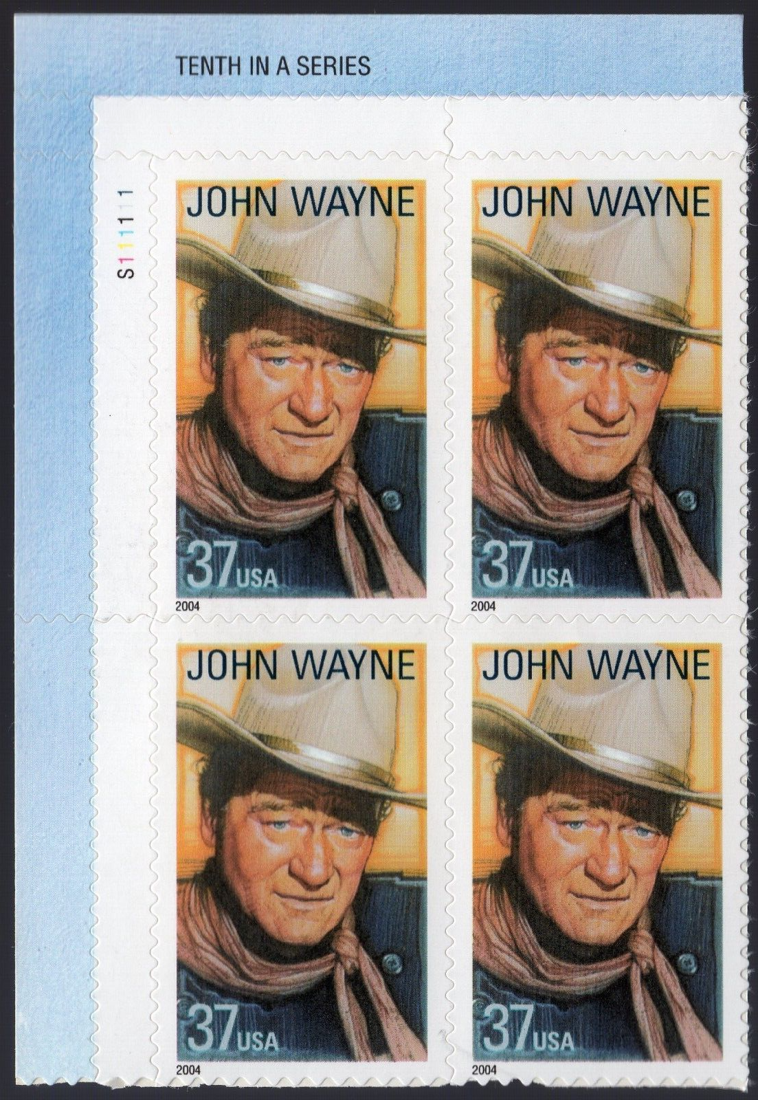 Scott #3876 John Wayne Plate Block of 4 Stamps - MNH