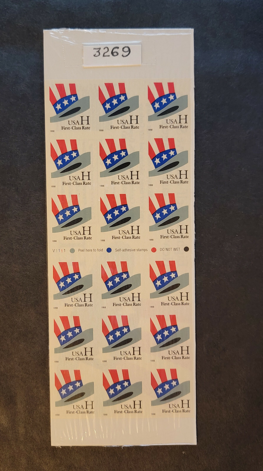 Scott #3269a Hat H Stamp Pane of 18 Stamps - MNH