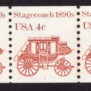Scott #1898A Stagecoach Transportation Plate # (PNC5) Coil of 5 Stamps - MNH P#1