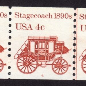 Scott #1898A Stagecoach Transportation Plate # (PNC5) Coil of 5 Stamps - MNH P#4