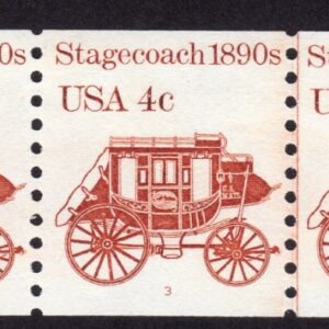 Scott #1898A Stagecoach Transportation Plate # (PNC5) Coil of 5 Stamps - MNH P#3