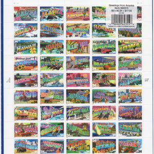 Scott #3561-3610a Greetings America Full Sheet of 50 Stamps - Sealed Blue