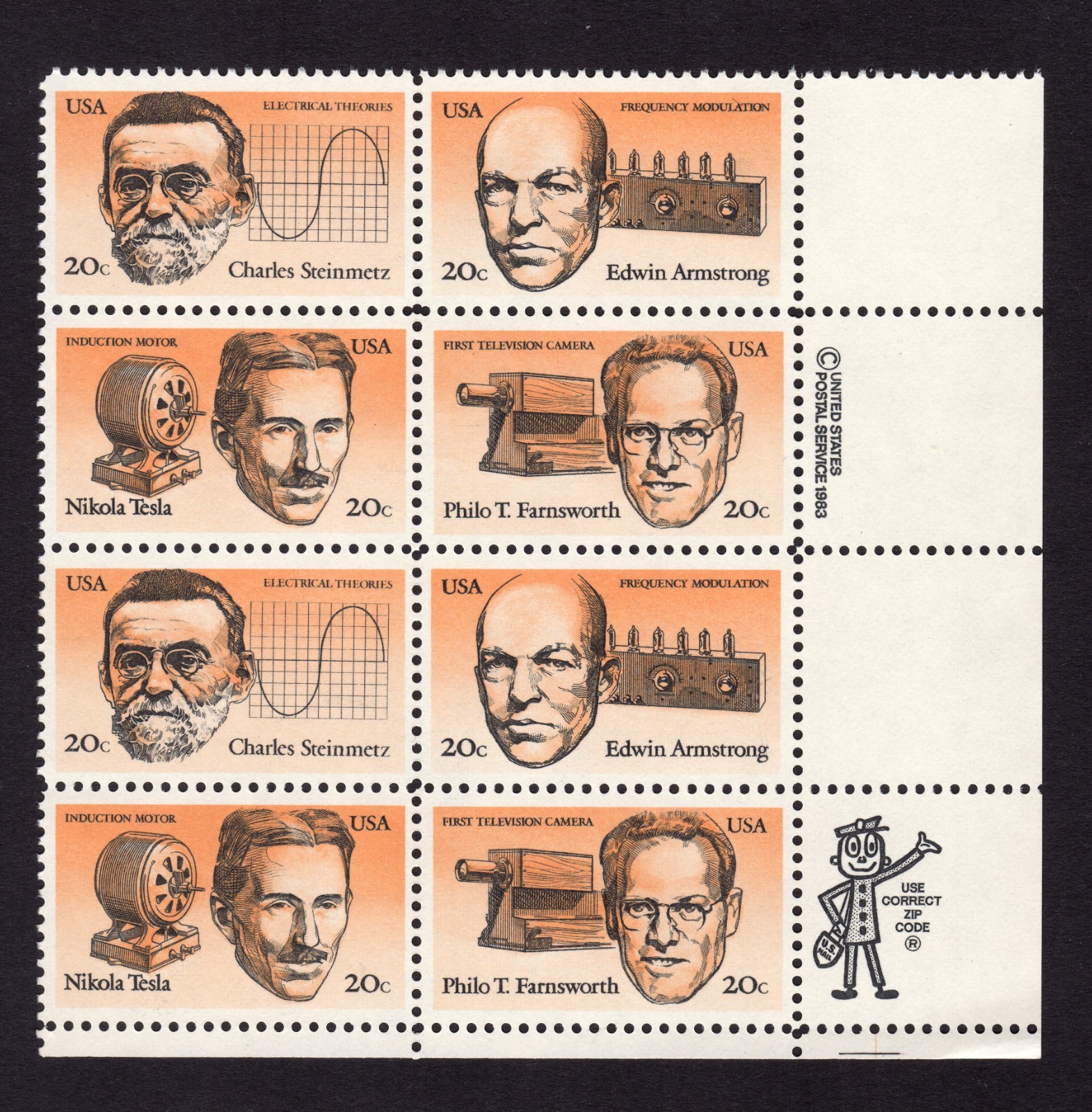 Scott #2058a (2055-58) American Inventors Zip Block of 8 Stamps - MNH