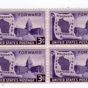 Scott #957 Wisconsin Forward Block of 4 Stamps - MNH w/selvage