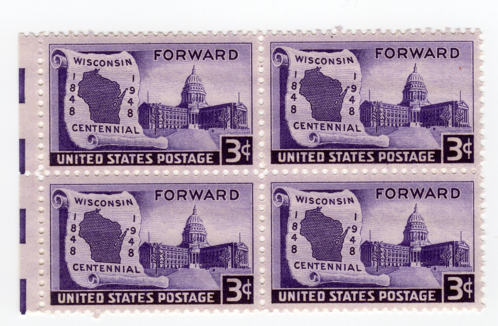 Scott #957 Wisconsin Forward Block of 4 Stamps - MNH w/selvage