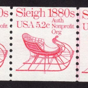 Scott #1900 Sleigh 1880s Plate Number Coil (PNC5) of 5 Stamps - MNH P#5