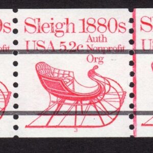 Scott #1900a Sleigh 1880s Plate Number Coil (PNC5) of 5 Stamps - MNH P#3